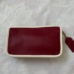 Coach Red and Cream Leather Wristlet